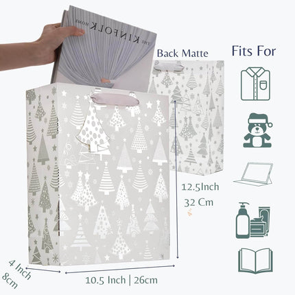 Posh Paper Christmas Gift Bags, Metallic Gold and Silver -  9 1⁄4“, Medium