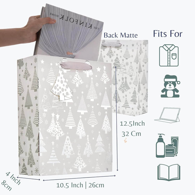 Posh Paper Christmas Gift Bags, Metallic Gold and Silver -  9 1⁄4“, Medium