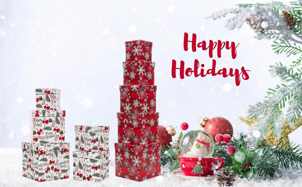 Posh Paper Christmas Gift Boxes, Chocolate Gift Boxes, 4" to 7 1⁄8“, Pack of 5