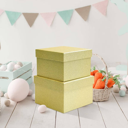 Posh Paper Christmas Gift Boxes, Gold Giltter Small Gift Box-Pack of 5