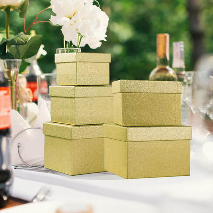 Posh Paper Christmas Gift Boxes, Gold Giltter Small Gift Box-Pack of 5