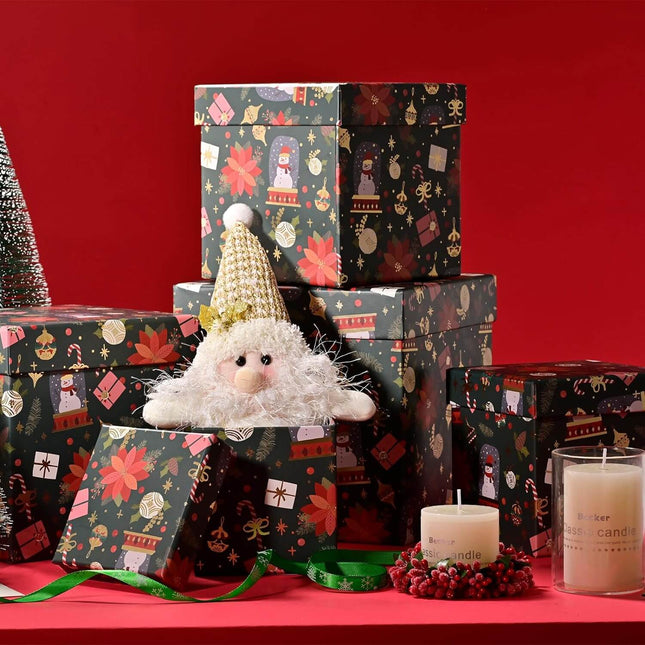 Posh Paper Christmas Gift Boxes, Holiday Gift Boxes, 5pc, 4" - 7 1⁄8"