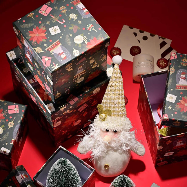 Posh Paper Christmas Gift Boxes, Holiday Gift Boxes, 5pc, 4" - 7 1⁄8"