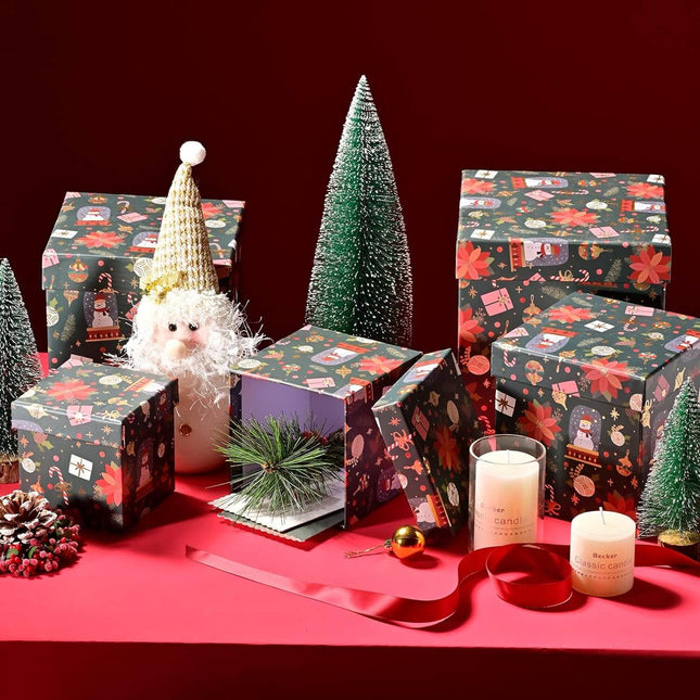 Posh Paper Christmas Gift Boxes, Holiday Gift Boxes, 5pc, 4" - 7 1⁄8"