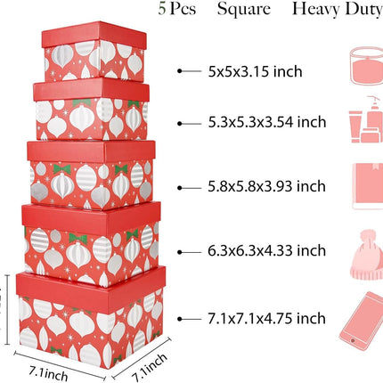 Posh Paper Christmas Gift Boxes, Holiday Gift Boxes, Pack of 5