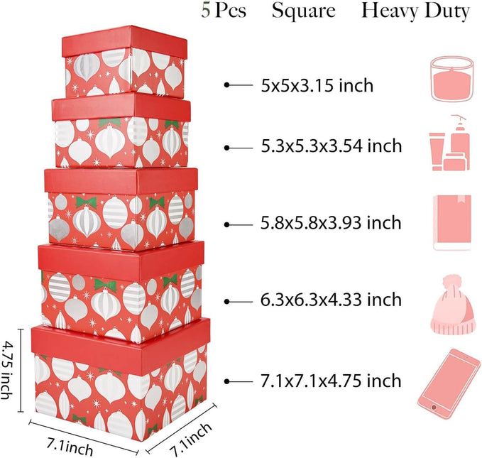 Posh Paper Christmas Gift Boxes, Holiday Gift Boxes, Pack of 5