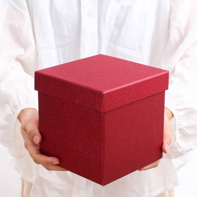 Posh Paper Christmas Gift Boxes, Red Gift Boxes, 4" to 7 1⁄8“, Pack of 5