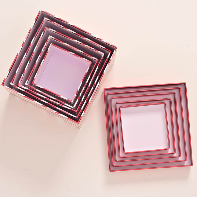 Posh Paper Christmas Gift Boxes, Satin Ribbons Included-Pack of 5