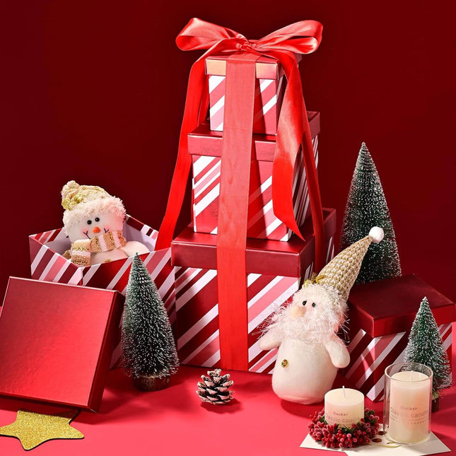 Posh Paper Christmas Gift Boxes, Satin Ribbons Included-Pack of 5