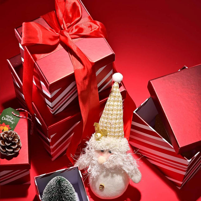 Posh Paper Christmas Gift Boxes, Satin Ribbons Included-Pack of 5