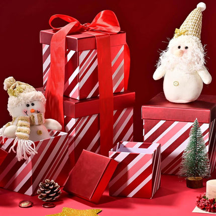 Posh Paper Christmas Gift Boxes, Satin Ribbons Included-Pack of 5