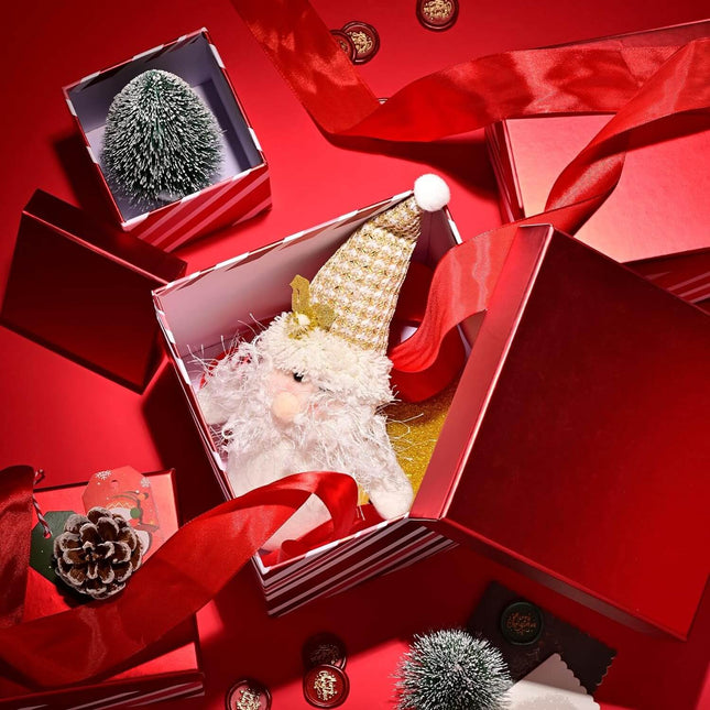Posh Paper Christmas Gift Boxes, Satin Ribbons Included-Pack of 5