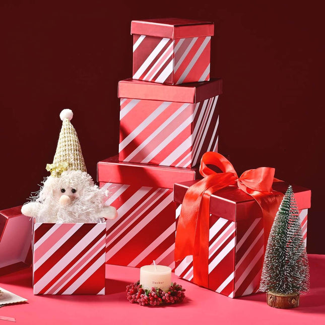 Posh Paper Christmas Gift Boxes, Satin Ribbons Included-Pack of 5