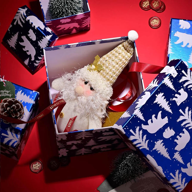 Posh Paper Christmas Gift Boxes, Small Blue Gift Boxes-5pc, 4" - 7 1⁄8"