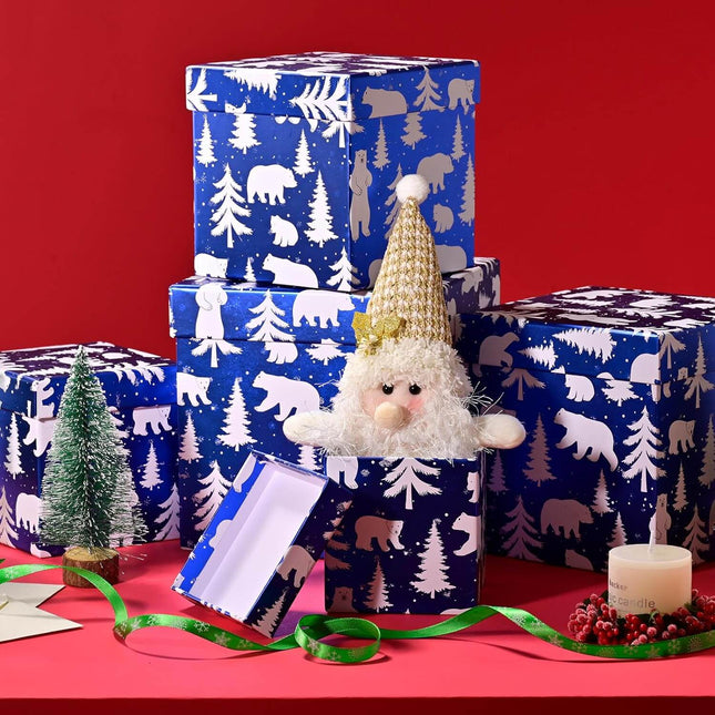 Posh Paper Christmas Gift Boxes, Small Blue Gift Boxes-5pc, 4" - 7 1⁄8"