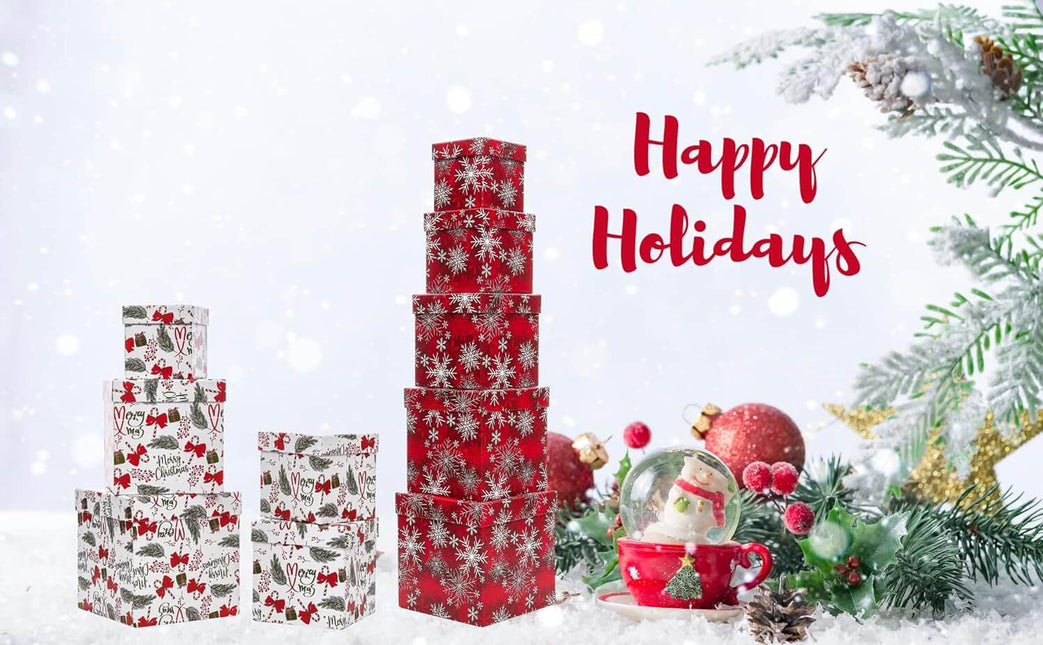 Posh Paper Christmas Gift Boxes, Small Gift Boxes, 4" to 7 1⁄8“, Pack of 5