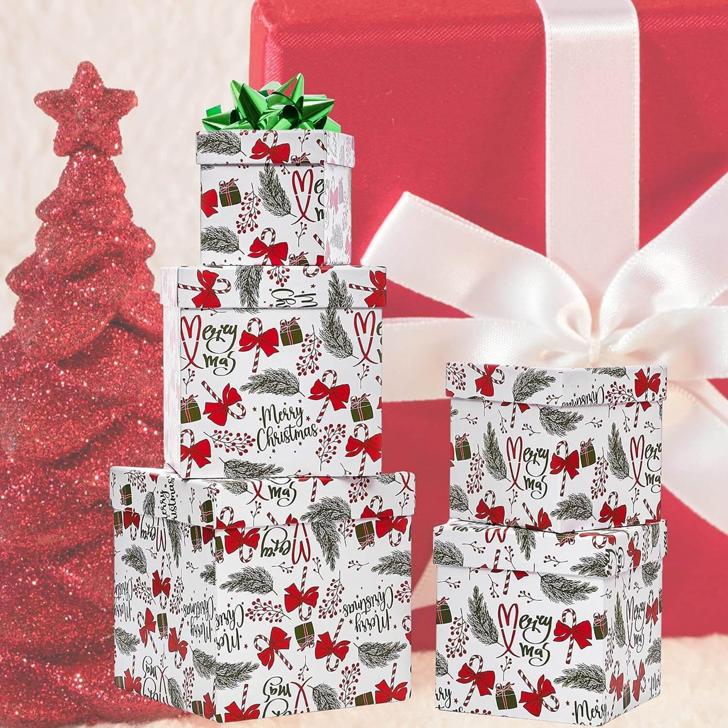 Posh Paper Christmas Gift Boxes for Gift Wrapping, Pack of 5