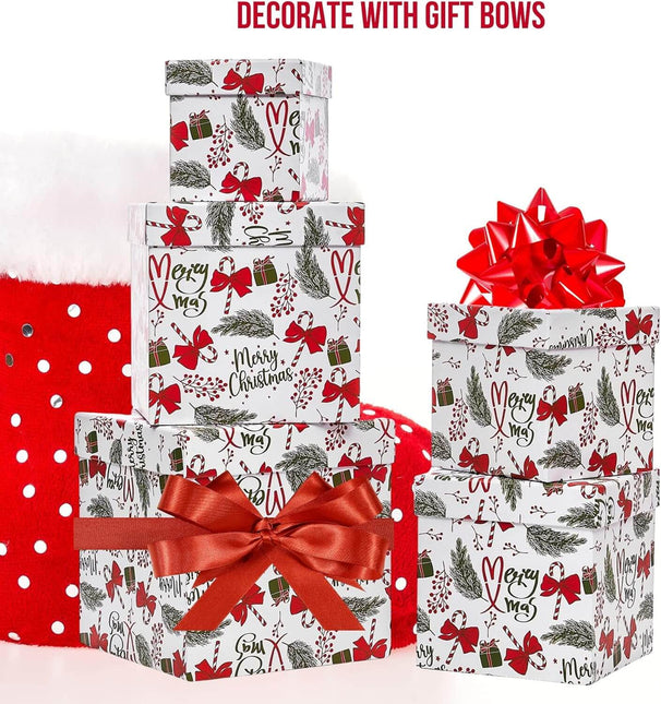 Posh Paper Christmas Gift Boxes, Small Gift Boxes, 4" to 7 1⁄8“, Pack of 5