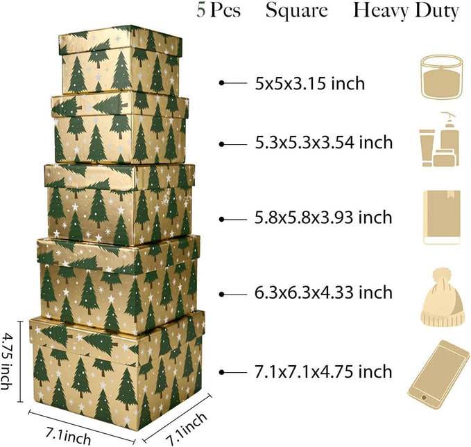 Posh Paper Christmas Gift Boxes, Small Gift Boxes, Pack of 5