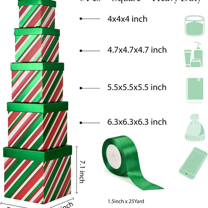 Posh Paper Christmas Gift Boxes, Small and Medium Gift Boxes-Pack of 5