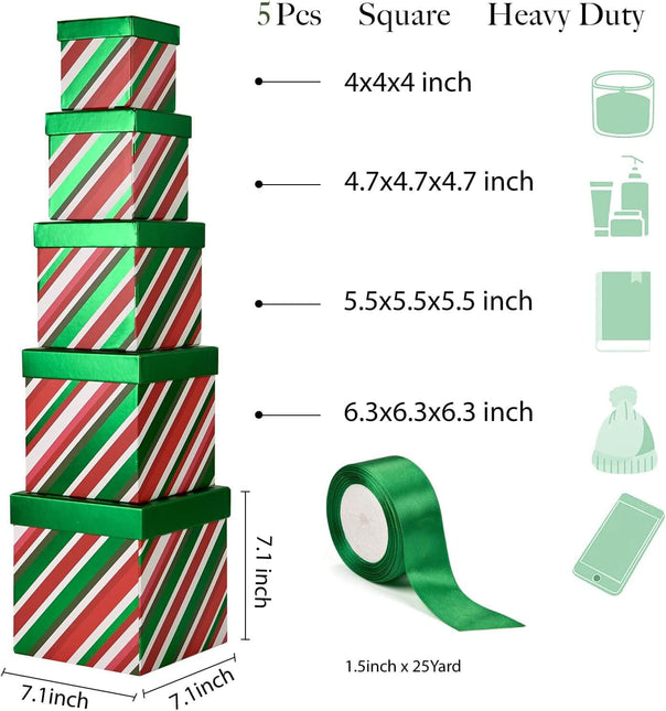Posh Paper Christmas Gift Boxes, Small and Medium Gift Boxes-Pack of 5