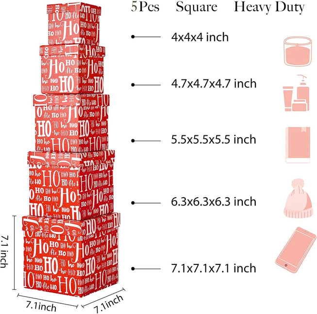 Posh Paper Christmas Gift Boxes, Small to Medium Gift Boxes, Pack of 5