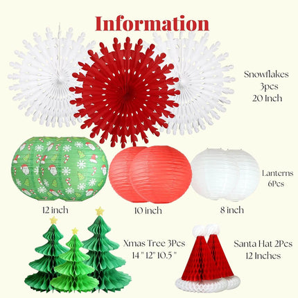 Posh Paper Christmas Lanterns, Honeycomb Lantern, Paper Lanterns-14pcs
