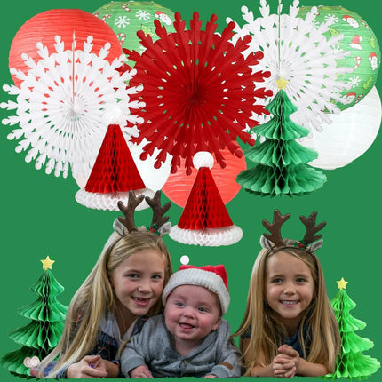 Posh Paper Christmas Lanterns, Honeycomb Lantern, Paper Lanterns-14pcs