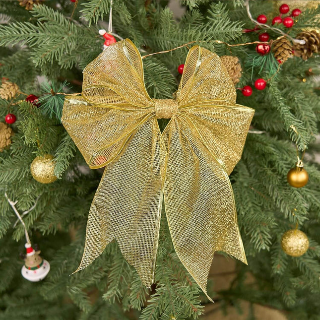 Posh Paper Christmas Ribbons, Gold Glittered Satin Ribbons - 4'' x 10 Yards