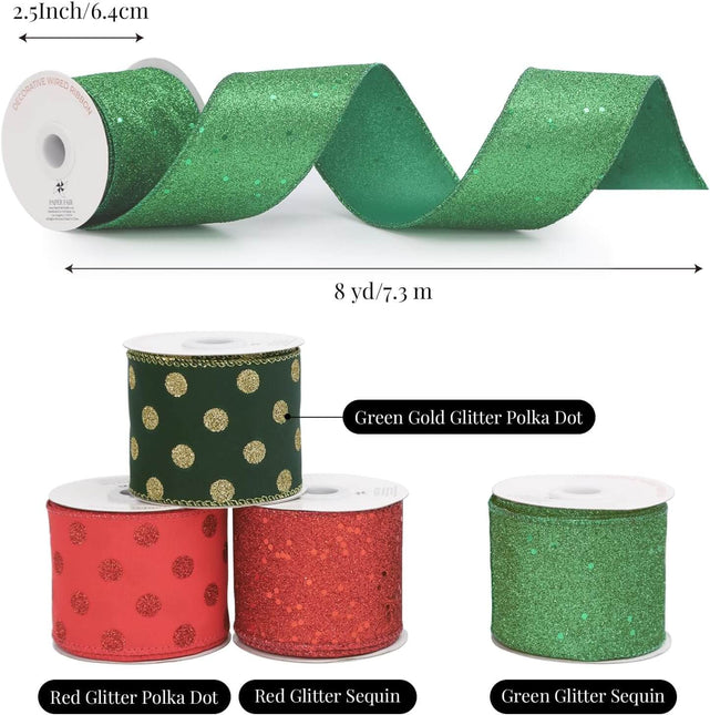 Posh Paper Christmas Ribbons, Red Green Ribbons