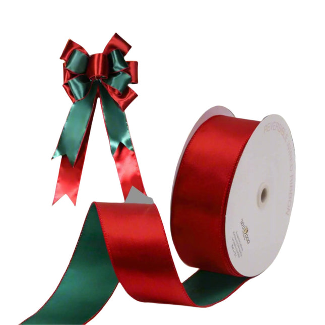 Posh Paper Christmas Ribbons, Red Green Satin Ribbons - 4'' x 30 Yards