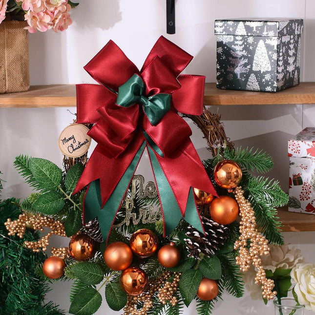Posh Paper Christmas Ribbons, Red Green Satin Ribbons - 4'' x 30 Yards