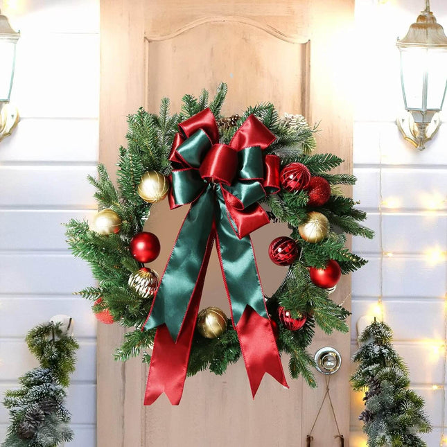 Posh Paper Christmas Ribbons, Red Green Satin Ribbons - 4'' x 30 Yards
