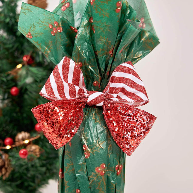 Posh Paper Christmas Ribbons, Red White Ribbons - 2 1⁄2'' x 32 Yards