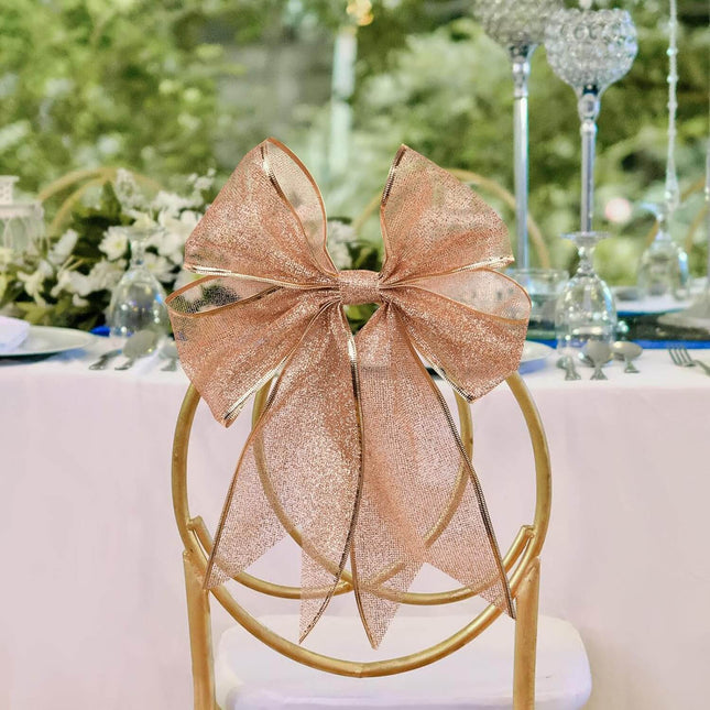 Posh Paper Christmas Ribbons, Rose Gold Glittered Satin Ribbons - 4'' x 10 Yards