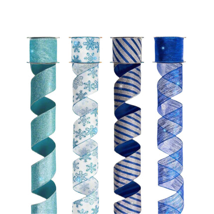 Posh Paper Christmas Ribbons, Silver Glittered Satin Ribbons