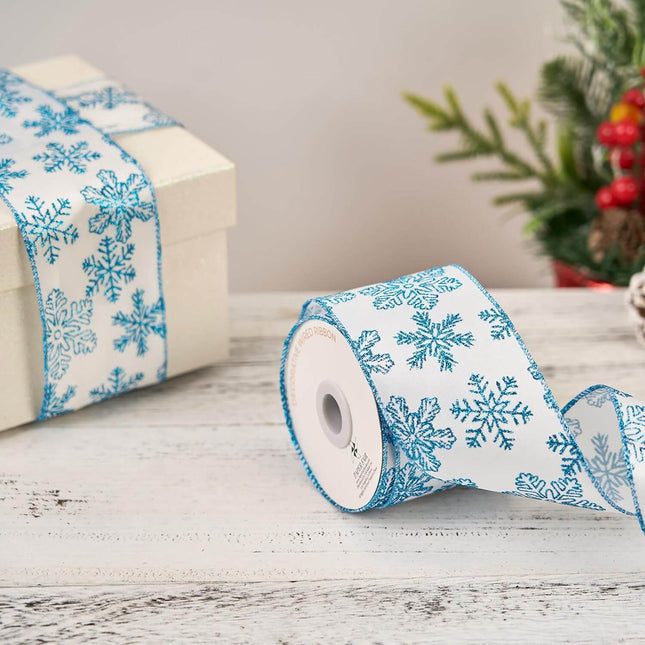 Posh Paper Christmas Ribbons, Silver Glittered Satin Ribbons - 2 1⁄2'' x 32 Yards