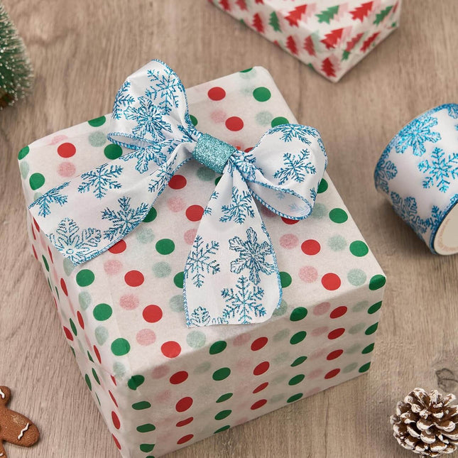 Posh Paper Christmas Ribbons, Silver Glittered Satin Ribbons - 2 1⁄2'' x 32 Yards