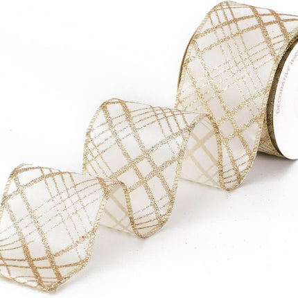 Posh Paper Christmas Ribbons Wired, Gold Ribbons, 2 1⁄2“ x  40 Yards