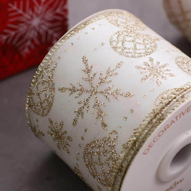 Posh Paper Christmas Ribbons Wired, Gold Ribbons, 2 1⁄2“ x  40 Yards