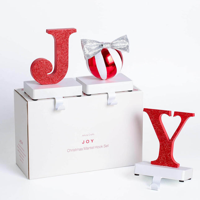 Posh Paper Christmas Stocking Hangers, Set of 3 with Letter JOY