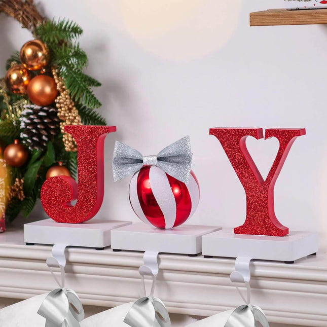 Posh Paper Christmas Stocking Hangers, Set of 3 with Letter JOY