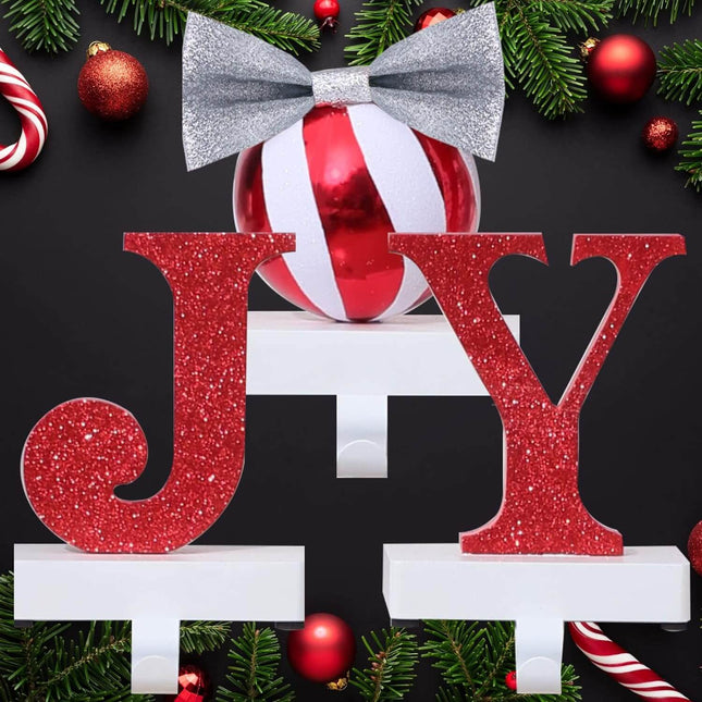 Posh Paper Christmas Stocking Hangers, Set of 3 with Letter JOY