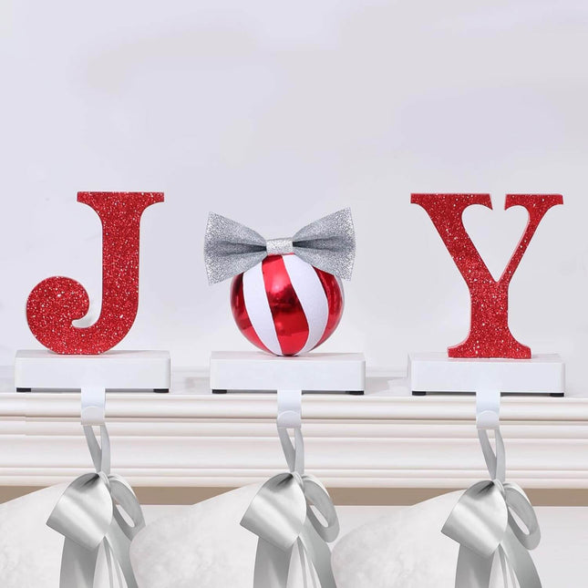 Posh Paper Christmas Stocking Hangers, Set of 3 with Letter JOY