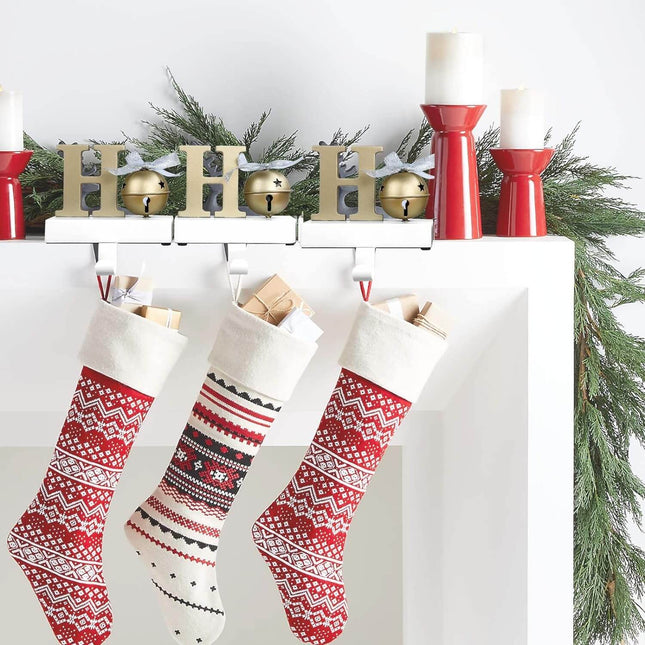 Posh Paper Christmas Stocking Holders for Mantle, Fireplace- Pack of 3