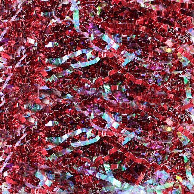 Christmas Red Crinkle Paper Shredded Holiday Gift Basket Filler, 1 LB