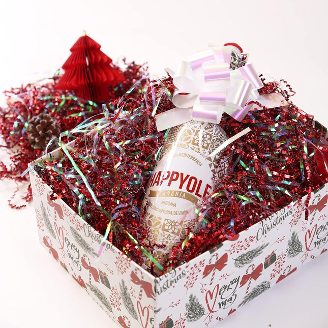 Christmas Red Crinkle Paper Shredded Holiday Gift Basket Filler, 1 LB