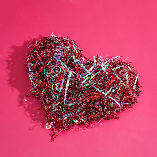 Christmas Red Crinkle Paper Shredded Holiday Gift Basket Filler, 1 LB