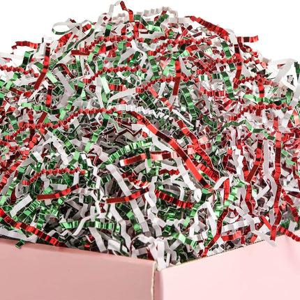 Posh Paper Crinkle Paper, Red Green White Gift Wrapping Filler, 1/2 Lb
