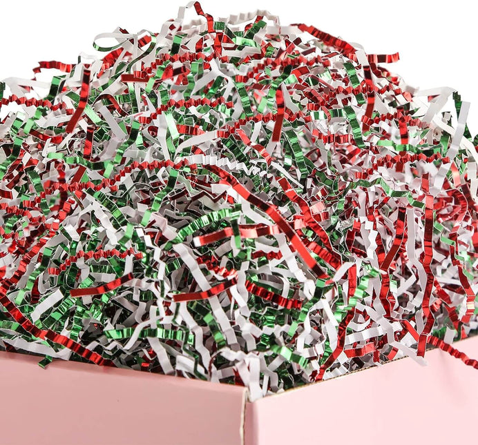 Posh Paper Crinkle Paper, Red Green White Gift Wrapping Filler, 1/2 Lb